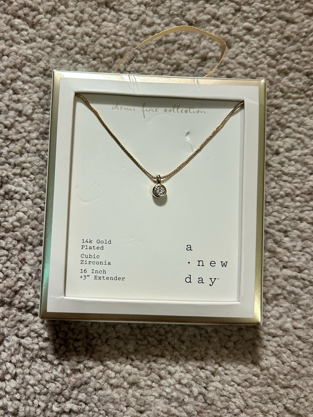 a new day Gold Plated Cubic Zirconia Bezel Pendant Necklace